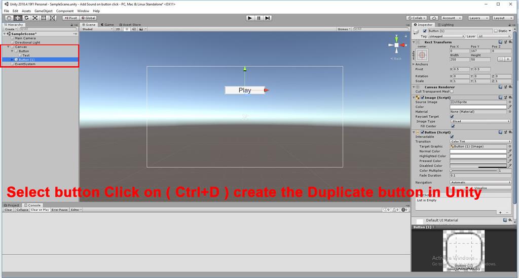 On Button Click Start The Audio Using C# Scripts In Unity