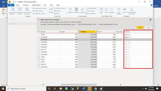 Add Column From Example In Power QueryEditor