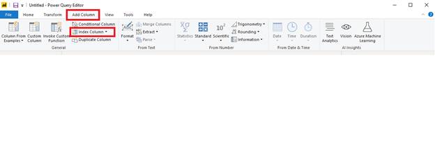 Add Index Column in Power BI using Power Query Editor