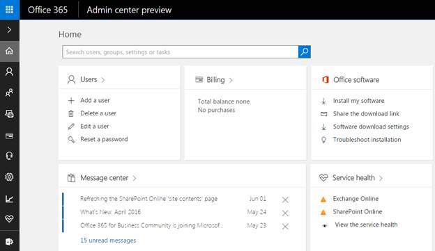 SharePoint admin center