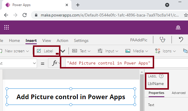 Add picture Control in Power Apps