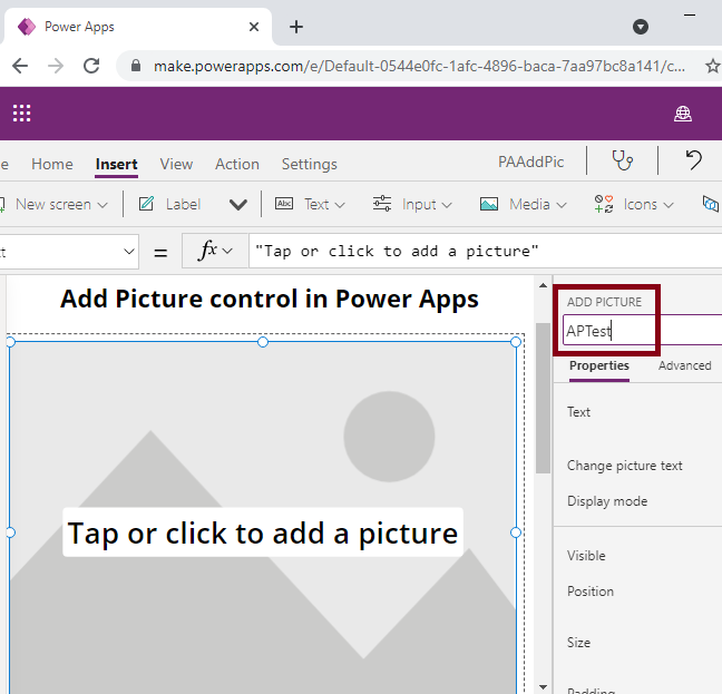Add picture Control in Power Apps