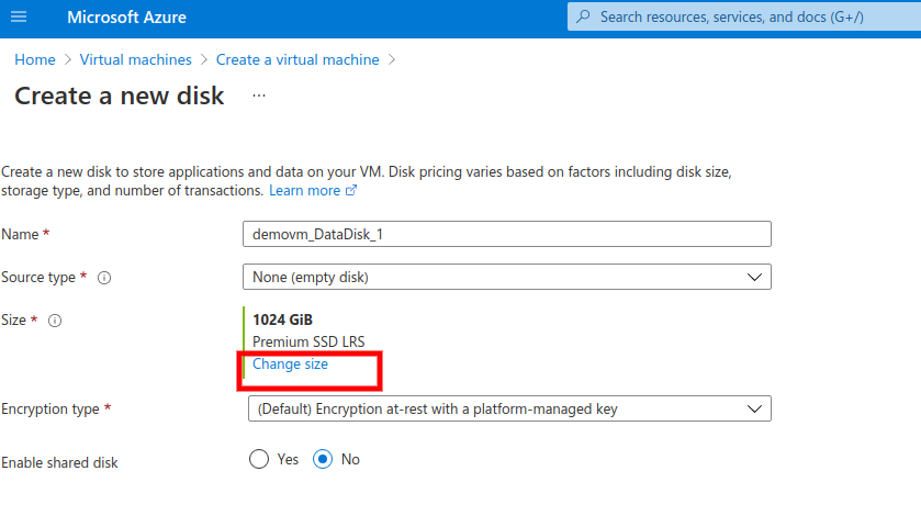Adding Data Disk To Azure Virtual Machine