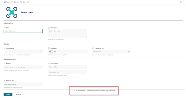 Adding Footer To The Form