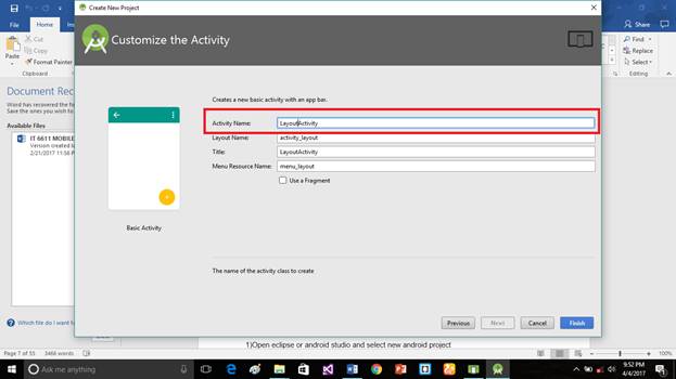 Customize the Activity