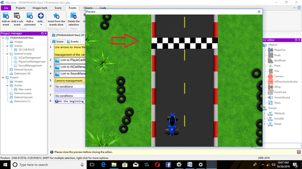 Adventure Car Race Using Native Platform In Gdevelop