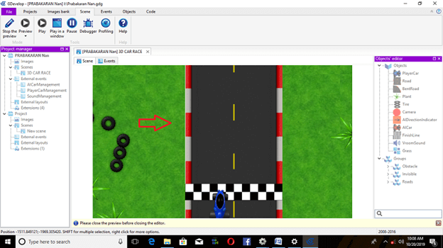 Adventure Car Race Using Native Platform In Gdevelop