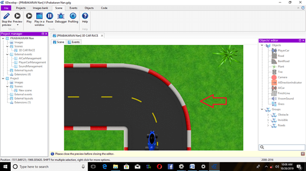 Adventure Car Race Using Native Platform In Gdevelop