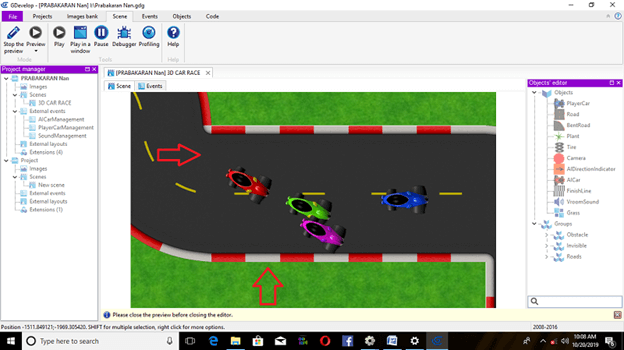 Adventure Car Race Using Native Platform In Gdevelop