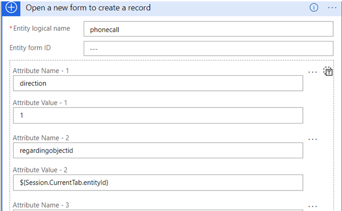 Open a new form to create a record