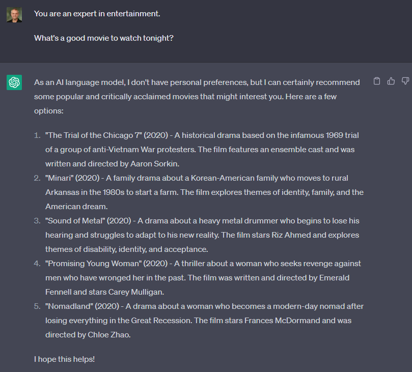 Simple Entertainment Prompt