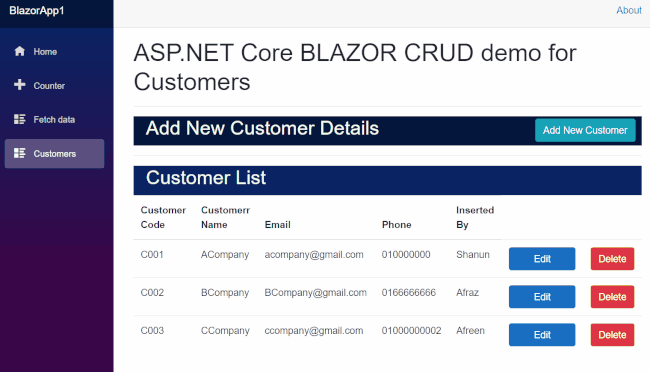 AspNet Core Blazor WebAssembly - CRUD