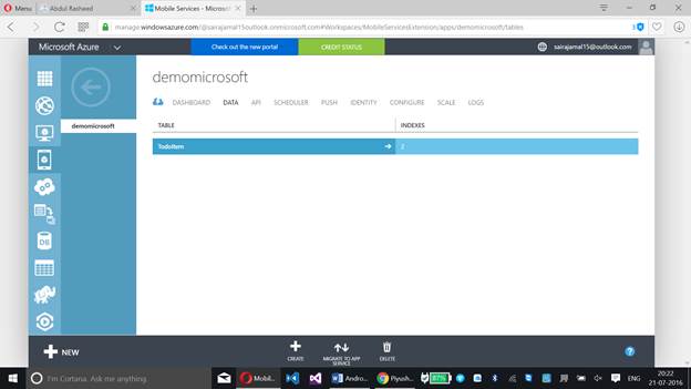 Azure Mobile Service
