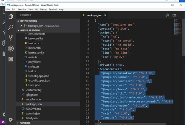 Angular 6.1.0 packages
