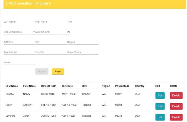 Angular 8 - CRUD Operations
