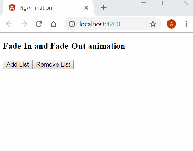 Fade In and Fade Out animation