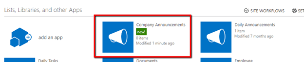 Announcements List In SharePoint