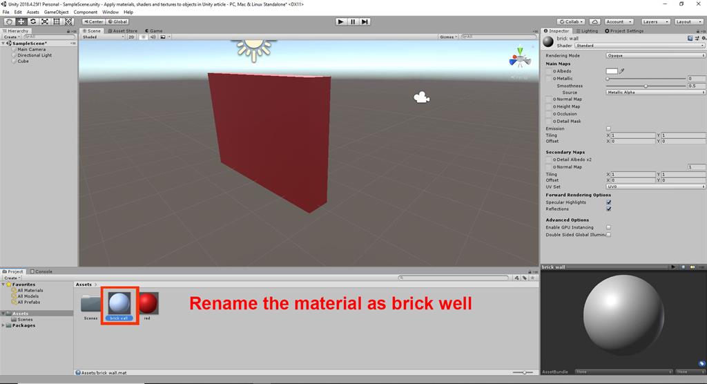 Apply Materials, Shaders And Textures To Objects In Unity