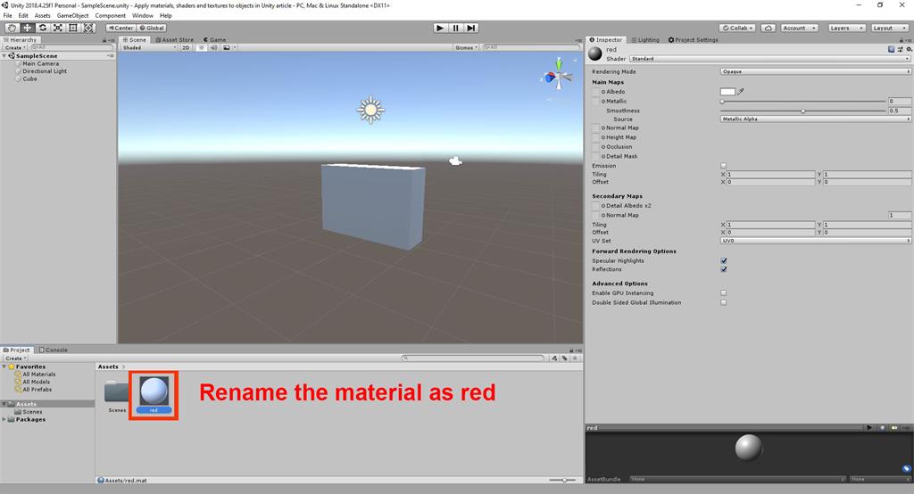 Apply Materials, Shaders And Textures To Objects In Unity