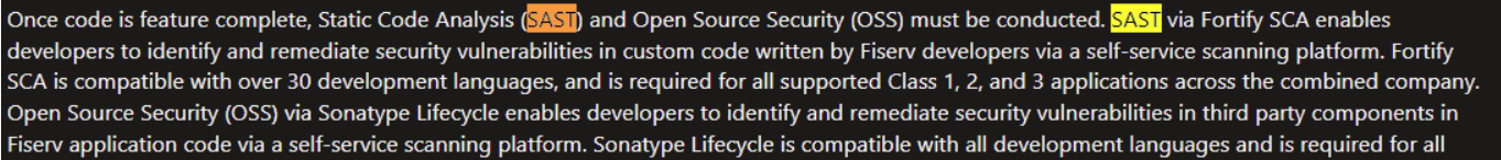 Static Security Scanning --- after code is completed