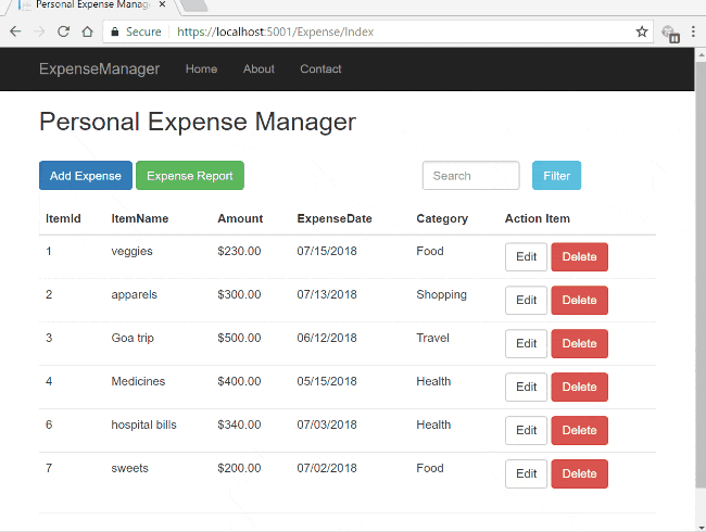 Personal expense manager 
