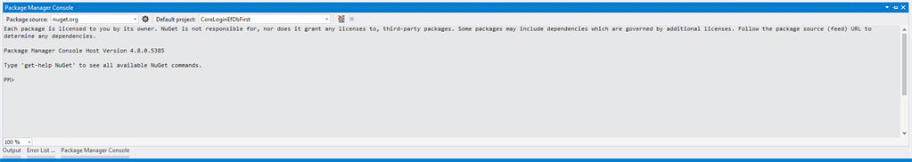 Package Manager Console
