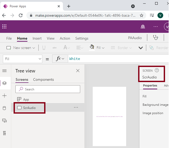 Audio Control in Power Apps