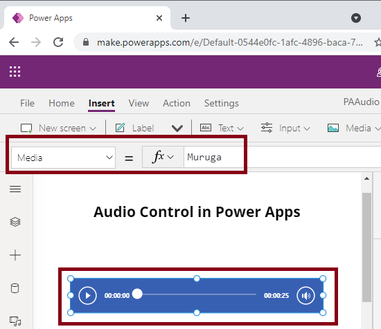 Audio Control in Power Apps