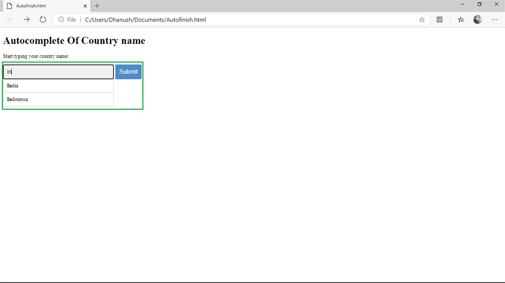 Auto Completing Field In A Web Page