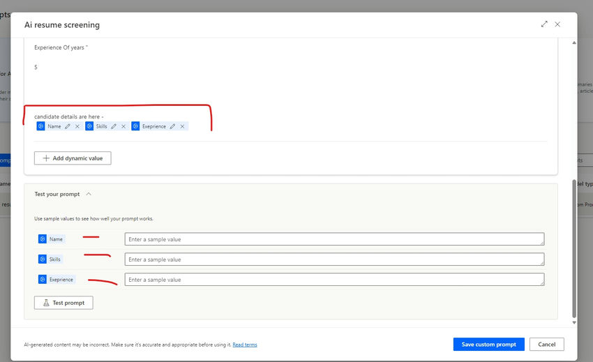 Save the custom prompt