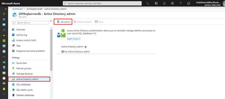 Azure Active Directory User/Group And Azure SQL Database