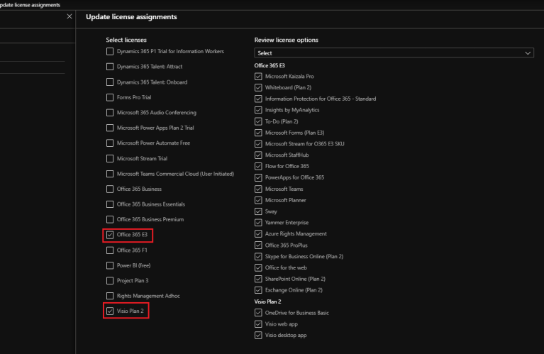 Update Licenses Assignments