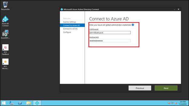 Azure AWS AD Users Sync Up - Install Azure AD Connect in Windows Server