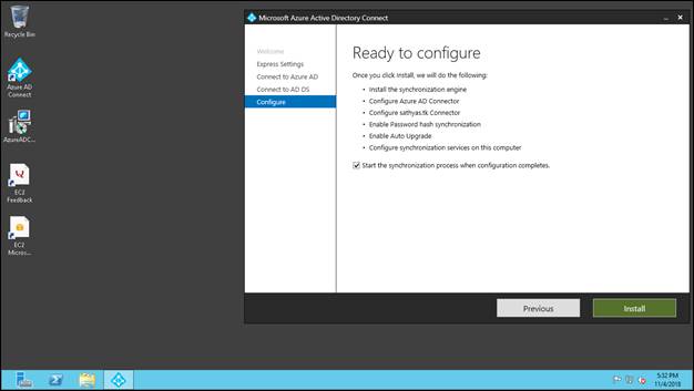 Azure AWS AD Users Sync Up - Install Azure AD Connect in Windows Server