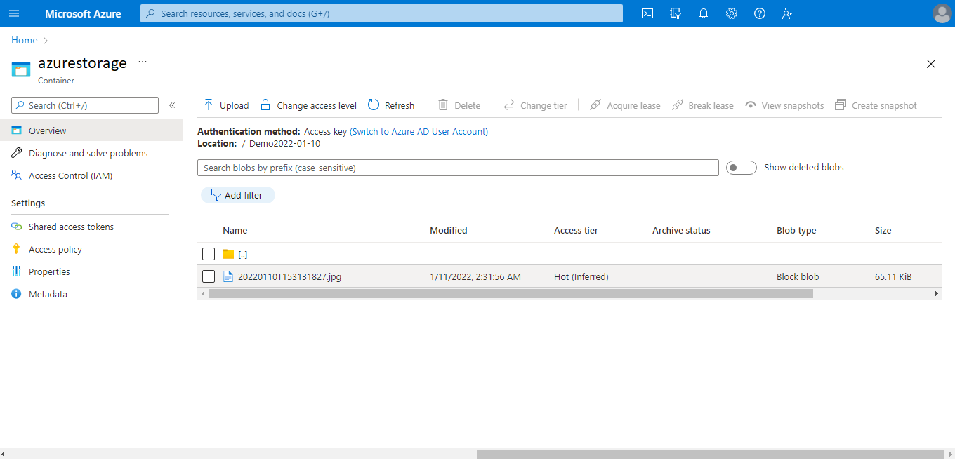 Azure Blob Storage With ASP.net Core Web API (.net core 3.1)