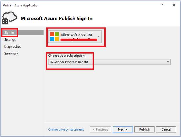 Publish Azure Application