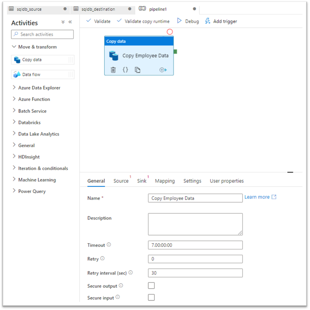Create Azure Data factory