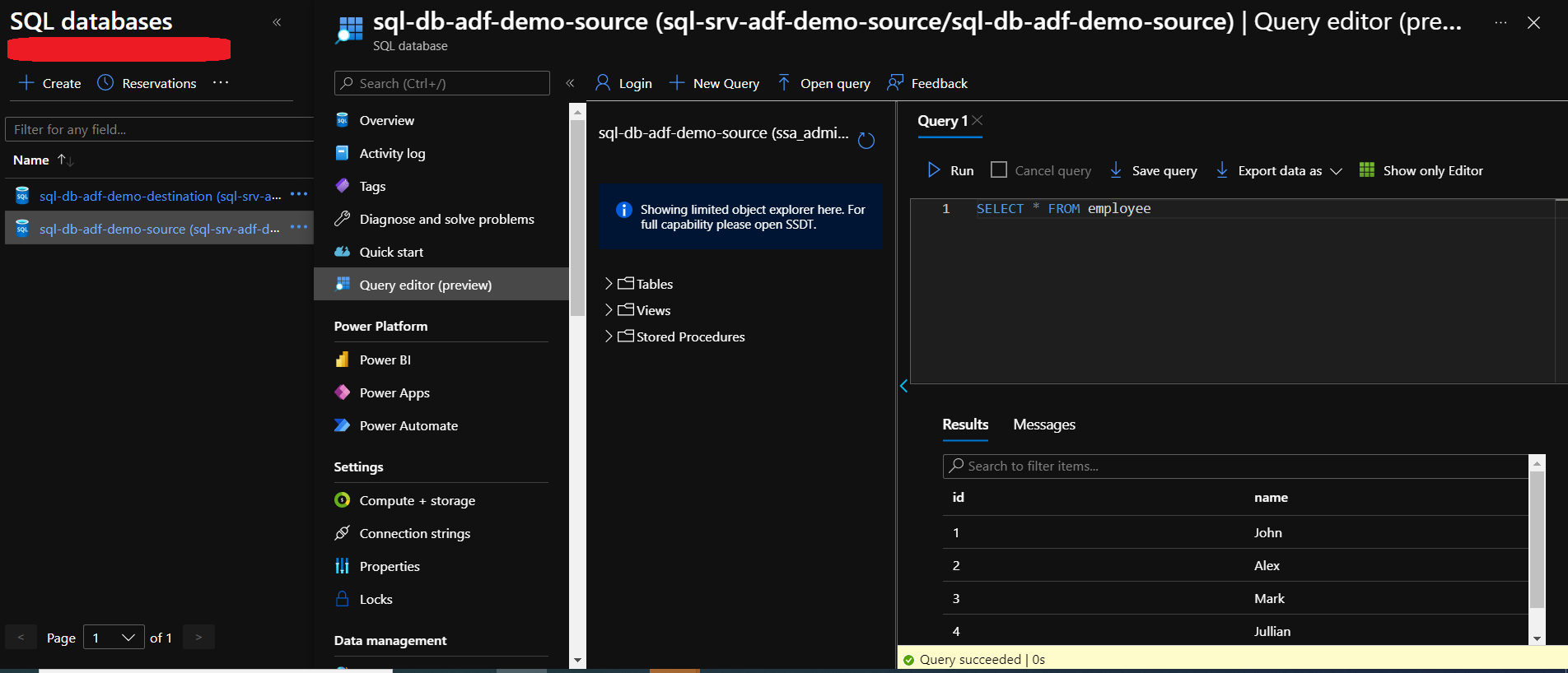 Create Azure Data factory