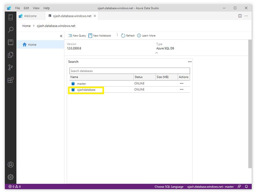 Azure Data Studio - Create, Query And Delete In Azure SQL Database