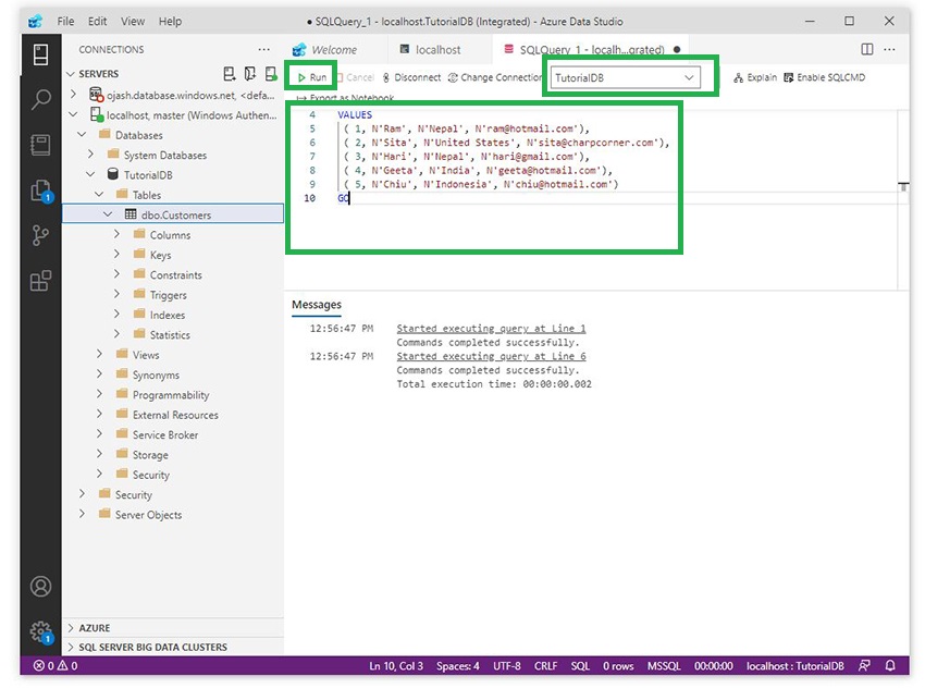 Azure Data Studio - Create, Query And Delete In SQL Server