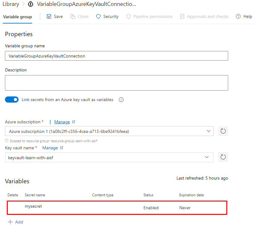 Azure Key Vault Secret.