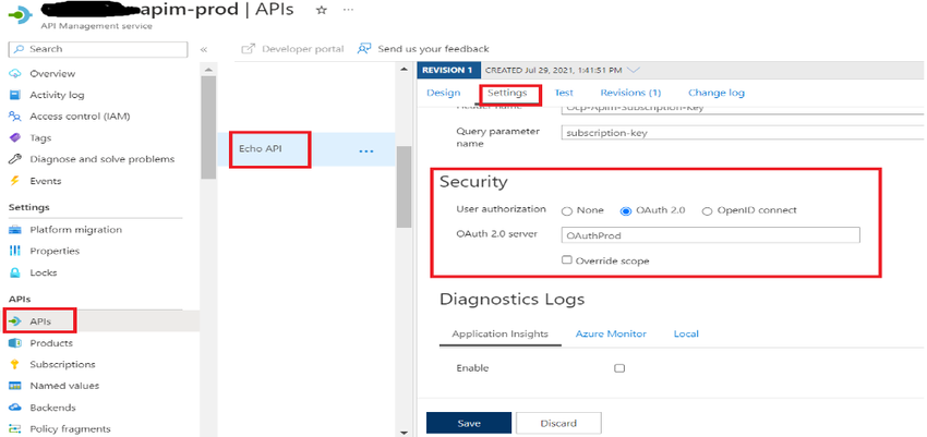 Configure OAuth with API
