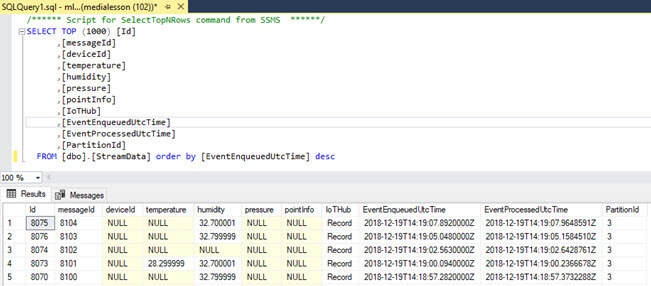 SQL Server Output Data