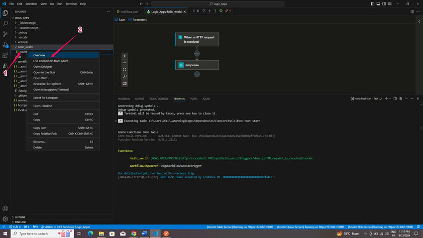 Azure Logic App Standard Development in Visual Studio Code