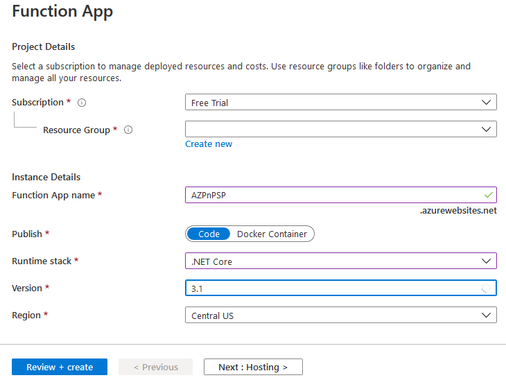 Azure HTTP PowerShell Function App