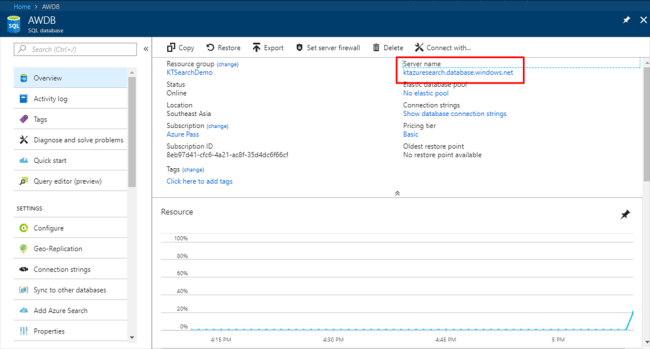 Azure Search - server name