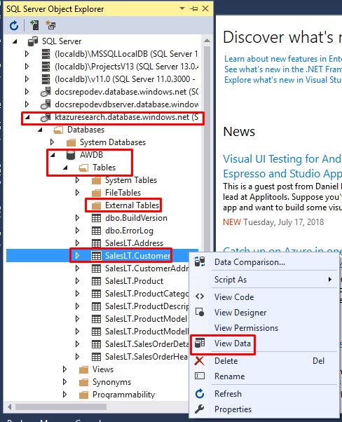 SQL Server Object Explorer