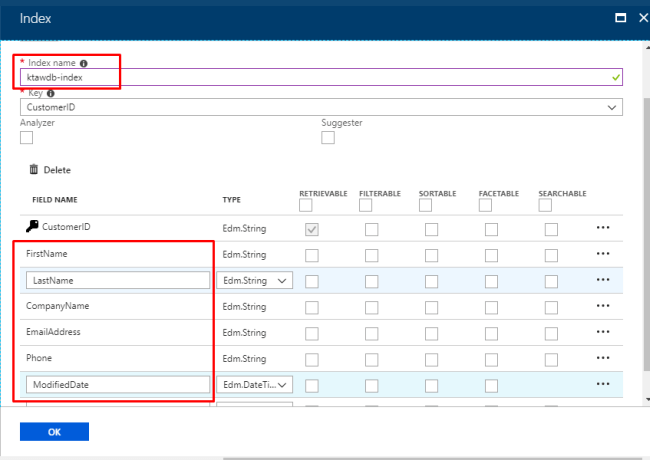 Azure Search - index