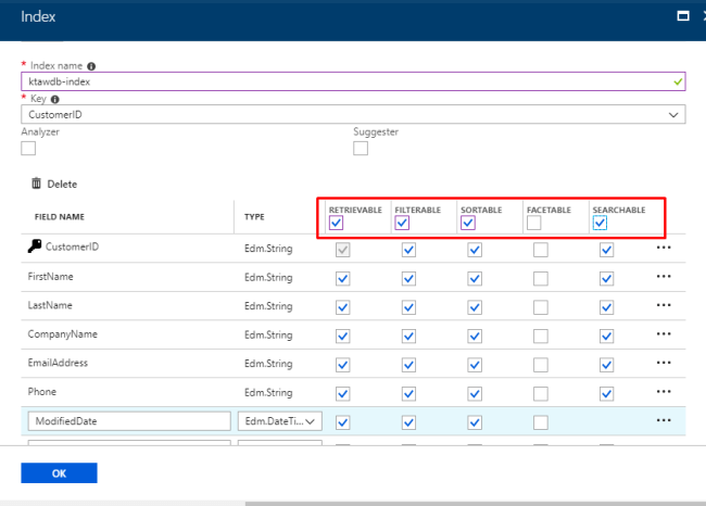 Azure Search - checkboxes