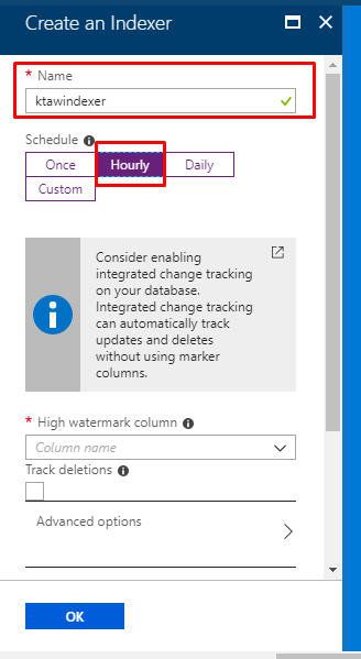 Azure Search - creating the indexer